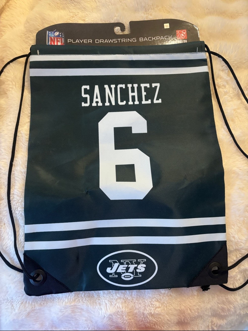 NFL NY JETS Sanchez #6 Drawstring Backpack NEW NWT